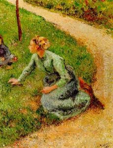 Paysanne Ramassant De L'herbe Paysanne Ramassant De L'herbe