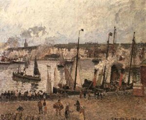 Matin, Effet De Pluie, Avant-port De Dieppe by Camille Pissarro