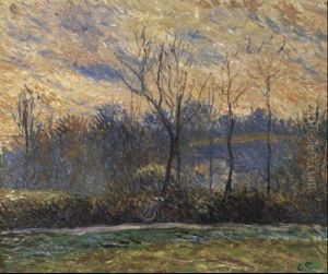 Soleil Couchant, Hiver by Camille Pissarro