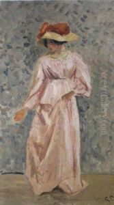 Portrait De Jeanne En Robe Rose by Camille Pissarro