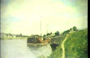 Ein Paar Flusslandschaften (pendants) A)weite Landschaft Mitkleinem Fluss Bei Gewitterstimmung B)la Varenne