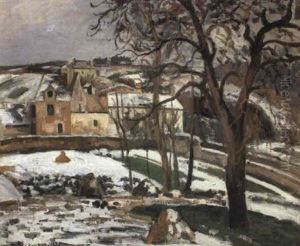 Effet De Neige A L'hermitage, Pontoise by Camille Pissarro