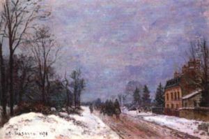 La Neige A Louveciennes by Camille Pissarro