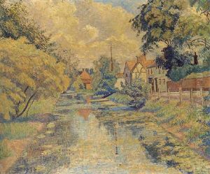 The Millstream, Stratford St. Mary by Lucien Pissarro