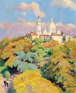 Parti Fra Paris Med Udsigt Mod Sacre Coeur De Montmartre by Ludovic Rodo Pissarro