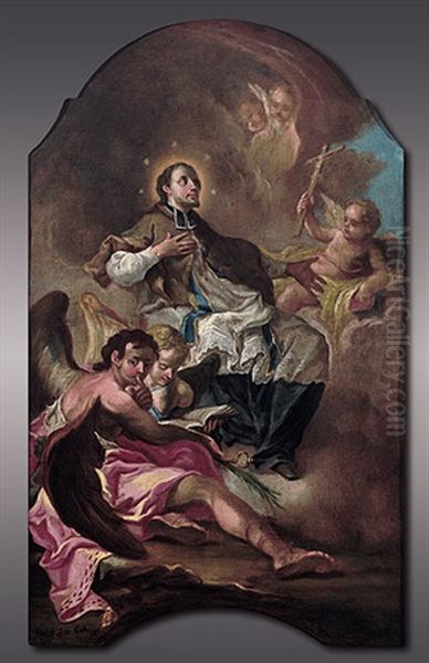 Erhohung Des Hl. Nepomuk, Zwischen Geflugelten Putti Auf Wolken Schwebend - view 1