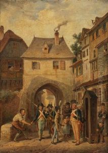 Die Wachen Am Stadttor by Eduard Karl Gustav Lebrecht Pistorius