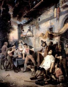 Szenerie Vor Einer Gut Besuchten Romischen Taverne by Eduard Karl Gustav Lebrecht Pistorius