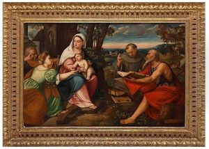 Holy Family With The Saints Jerome, Anthony Of Padua And Catherine Of Alexandria by Bonifazio Veronese
