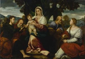 Holy Family With Saints James Major, Jerome And Catherine Of Alexandria by Bonifazio Veronese