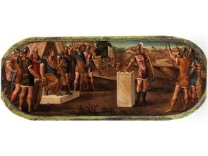 Muzio Scevola Brucia La Sua Mano Destra Di Fronte Al Re Etrusco Porsenna (gaius Mucius Scaevola Verbrennt Seine Rechte Hand Vor Den Augen Des Etruskerkonigs Porsenna) by Bonifazio Veronese