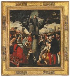 Saint Anthony Of Padua Is Preaching Sitting In A Walnut Tree