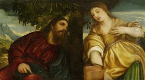 Jesus Und Die Samariterin by Bonifazio Veronese