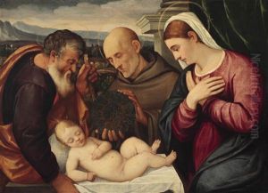 Maria, Josef Und Der Heilige Bernhard Von Siena In Anbetung Des Kindes