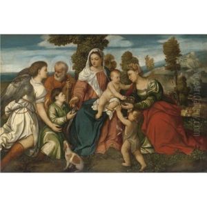 The Holy Family With Saint Dorothy And The Infant John The Baptist, And Tobias With An Angel