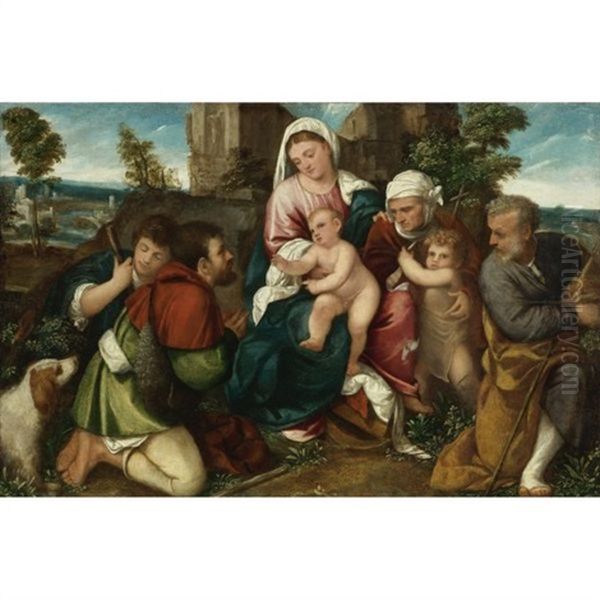 Holy Family With Saint Elizabeth, The Infant St. John, And Two Shepherds - view 1
