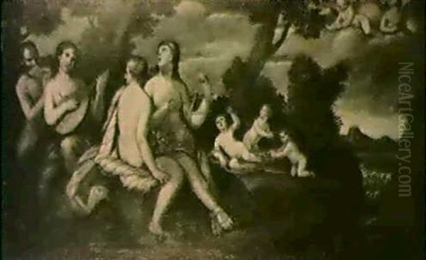 Musizierende Madchen Und Junglinge In Einer Bewaldeten Landschaft - view 1