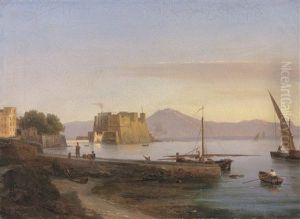 Fishermen Castel Dell' Ovo, Naples by Anton Sminck Pitloo