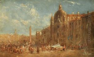 Piazza Navona by Anton Sminck Pitloo