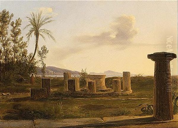 An Italian Landscape With Figures Near A Ruin - view 1