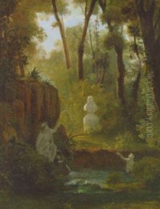 The Gardens Of The Palazzetto Chiatamone, Naples by Anton Sminck Pitloo