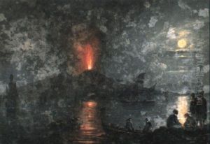 Vesuvius By Moonlight