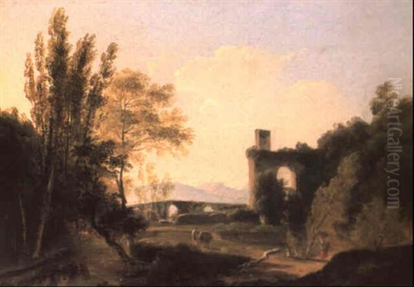 Italianate Landscape With The Aquaduct Of Claudius At Tivoli - view 1