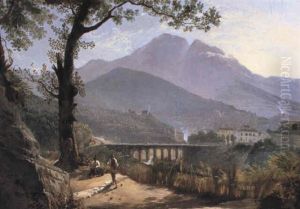 Italian Hills With An Aqueduct by Anton Sminck Pitloo
