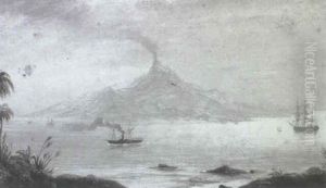 Shipping In Tropical Waters With An Island Volcano Beyond by Anton Sminck Pitloo