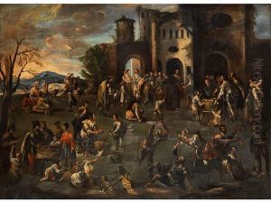 Landliche Szene Mit Bamboccianti by Matteo de' Pitocchi (Matteo Ghidoni)