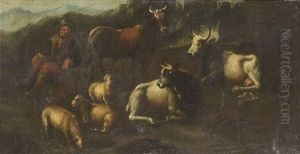 Paesaggio Con Pastore E Armenti by Matteo de' Pitocchi (Matteo Ghidoni)
