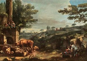 Landskap Med Herdepar Och Boskap by Matteo de' Pitocchi (Matteo Ghidoni)