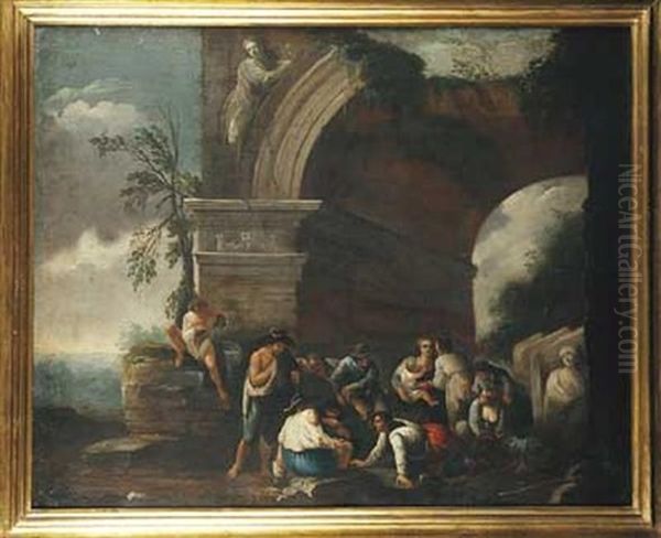 Une Reunion De Paysans Dans Des Ruines Antiques - view 1