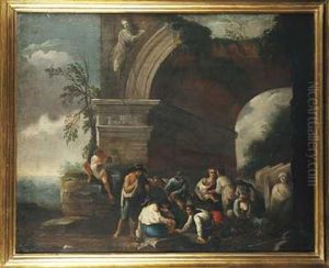 Une Reunion De Paysans Dans Des Ruines Antiques