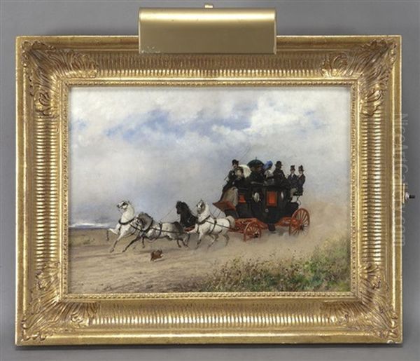 Family Traveling By Stagecoach - view 1