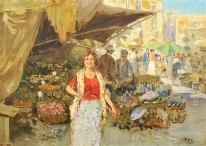 Scene De Marche Probablement A Naples by Giuseppe Pitto