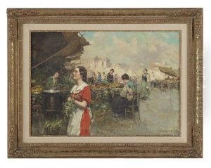 Italian Market Scene by Giuseppe Pitto