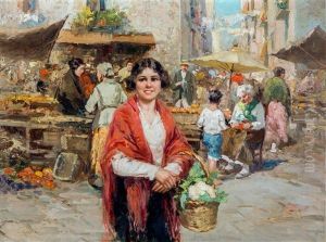 Italiaanse Marktscene by Giuseppe Pitto