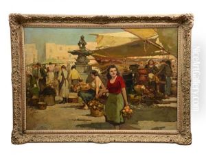 Market Scene by Giuseppe Pitto