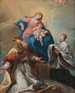 Gottesmutter Mit Christuskind, Heiligem Antonius Und Einem Bischof by Giovanni Battista Pittoni the younger
