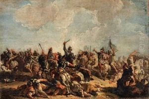 Battaglia Di Cavalleria by Giovanni Battista Pittoni the younger