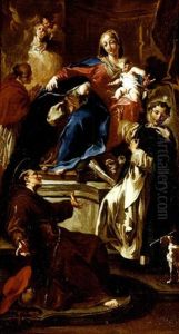 A Female Saint Presented By Saint Dominic To The Virgin And Child With Other Saints And Angels In Attendance