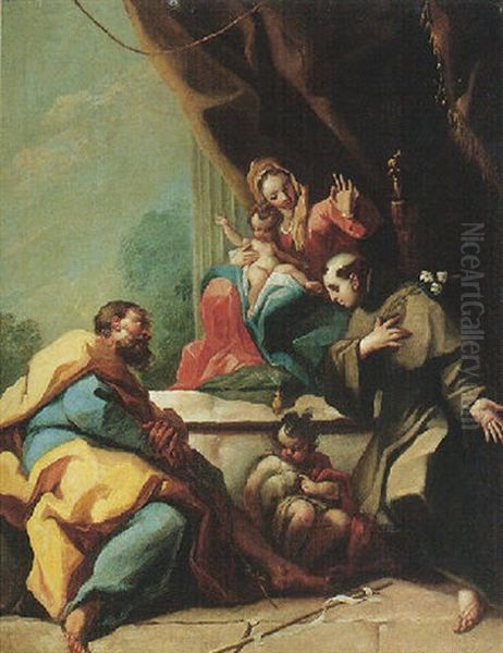 A Sacra Conversazione With Saint Anthony Of Padua Kneeling Before The Madonna And Child - view 1