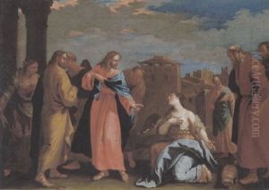 Christus Und Die Kanaaische Frau, Die Um Heilung Ihrer Tochter Bittet by Giovanni Battista Pittoni the younger