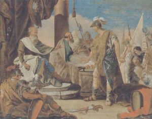 Mucius Scaevola Vor Konig Porsenna by Giovanni Battista Pittoni the younger