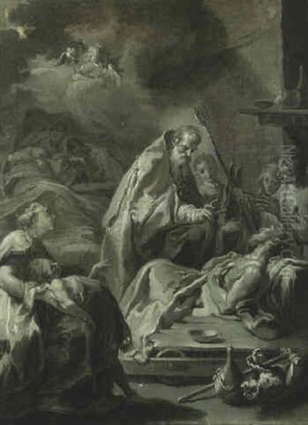 A Bishop Saint Blessing The Sick - view 1