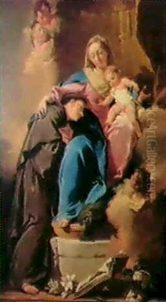 La Madonna Col Bambino, S.antonio Di Padova E Angioletti - view 1