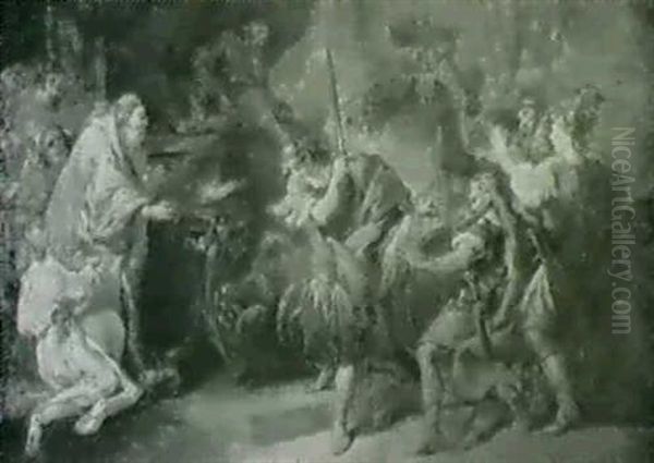 Alexander Der Grosse Durchschlagt Den Gordischen Knoten, Olskizze Fur Ein Wandgemalde - view 1