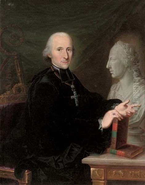 Portrait Of A Cleric A Book In His Right Hand, By A Marble Bust - view 1