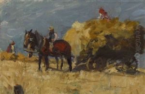 Getreideernte Mit Pferdegespann by Max Joseph Pitzner